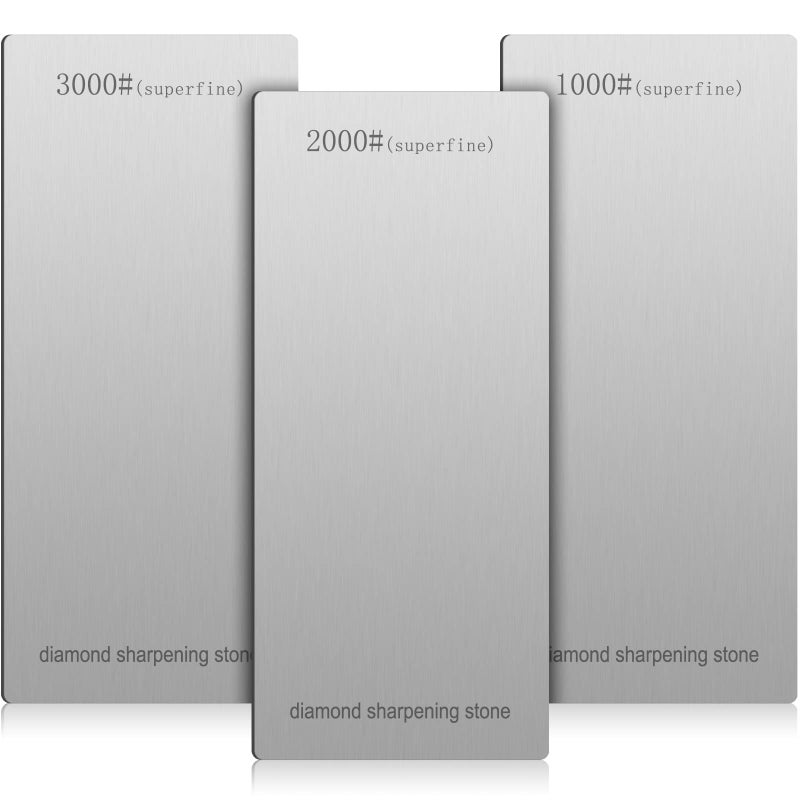 Zhehao 3 قطع حجر شحذ الماس لوح شحذ السكين الماس حجر شحذ للمطبخ لشحذ الحواف الباهتة أو المتعبة 1000 2000 3000 حبيبة