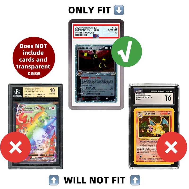 NAKIS Slab Guard for PSA Graded Cards, 2-Pack TPU Slab Protector Graded Guard Bumper Guard for PSA Graded Card Only, Gradient Color Glitter Limited Edition, Black-Grey - Image 5