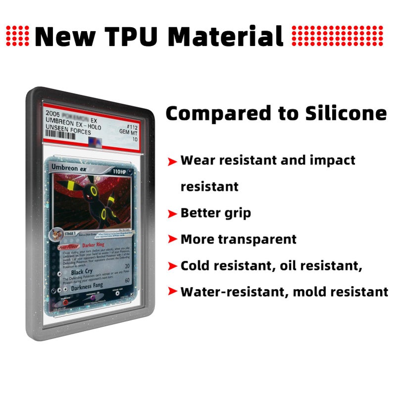 NAKIS Slab Guard for PSA Graded Cards, 2-Pack TPU Slab Protector Graded Guard Bumper Guard for PSA Graded Card Only, Gradient Color Glitter Limited Edition, Black-Grey - Image 3