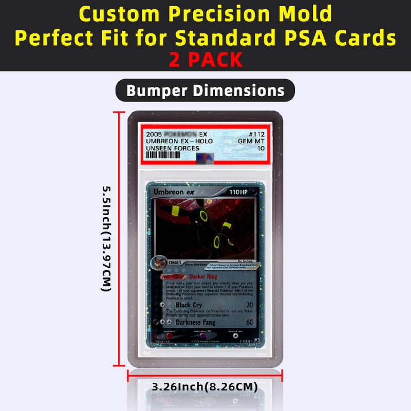 NAKIS Slab Guard for PSA Graded Cards, 2-Pack TPU Slab Protector Graded Guard Bumper Guard for PSA Graded Card Only, Gradient Color Glitter Limited Edition, Black-Grey - Image 4