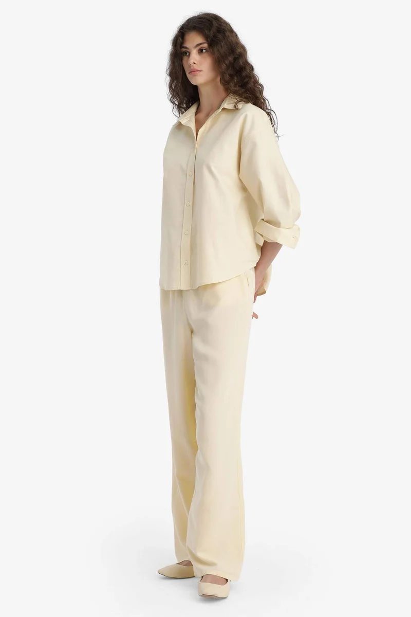 DeFacto Wide Leg With Pockets Linen Blended Trousers