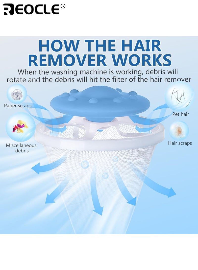 ريوكل مجموعة من 3 أكياس شبكية عائمة للغسالة لإزالة الوبر، قابلة لإعادة الاستخدام، تلتقط شعر الحيوانات والألياف أثناء الغسيل، مصنوعة من شبكة بلاستيكية، لا تحتاج إلى كهرباء، وتمنع تشابك الملابس - Image 3
