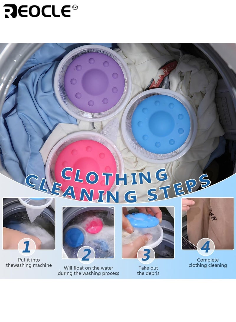 ريوكل مجموعة من 3 أكياس شبكية عائمة للغسالة لإزالة الوبر، قابلة لإعادة الاستخدام، تلتقط شعر الحيوانات والألياف أثناء الغسيل، مصنوعة من شبكة بلاستيكية، لا تحتاج إلى كهرباء، وتمنع تشابك الملابس - Image 5