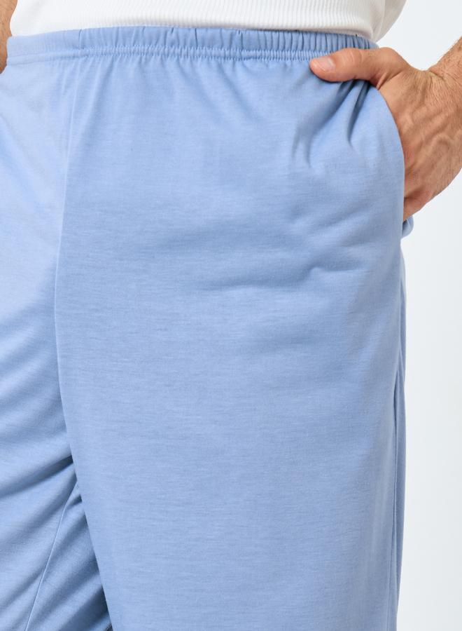 Styli Unwind Navy Blue Solid Pyjama with Contrast Piping Detail - Image 3