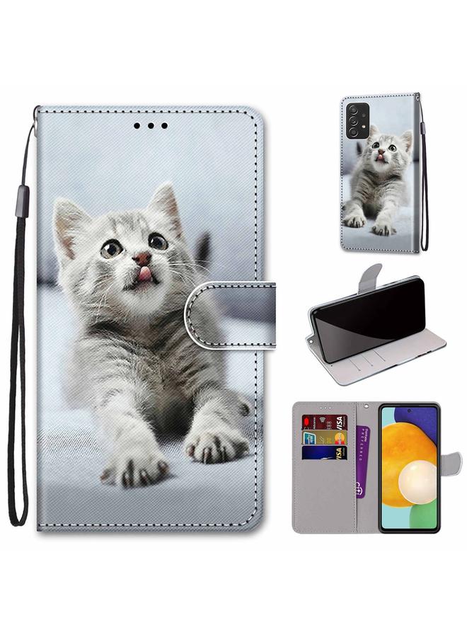 اس-توب جراب لهاتف Samsung Galaxy A53 5G، جراب هاتف جلدي قلاب أفقي بتصميم متقاطع ملون مع حامل وفتحات للبطاقات ومحفظة وحبل - Image 1