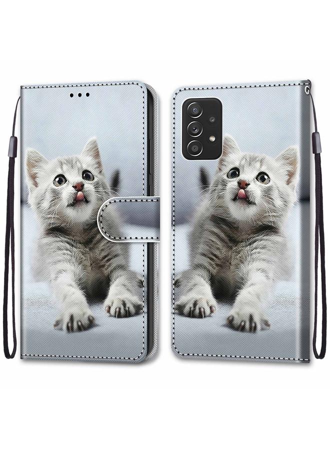 اس-توب جراب لهاتف Samsung Galaxy A53 5G، جراب هاتف جلدي قلاب أفقي بتصميم متقاطع ملون مع حامل وفتحات للبطاقات ومحفظة وحبل - Image 2