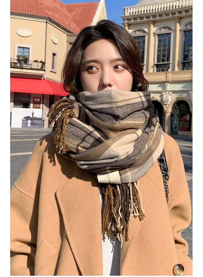 Mocasor Women's Plaid Blanket Scarf Fall Winter Soft Warm Large Lattice Shawl Wraps Big Tartan Scarves for Ladies, Brown Coffee, L - Image 4
