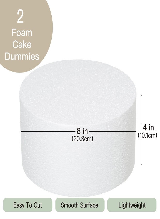 Crafare 8x4Inch Foam Dummy Round Cake for Crafts 2pcs Round Cake Dummy Discs for Cake DIY Projects Wedding Holiday Christmas Crafts Making and School Modeling - Image 2