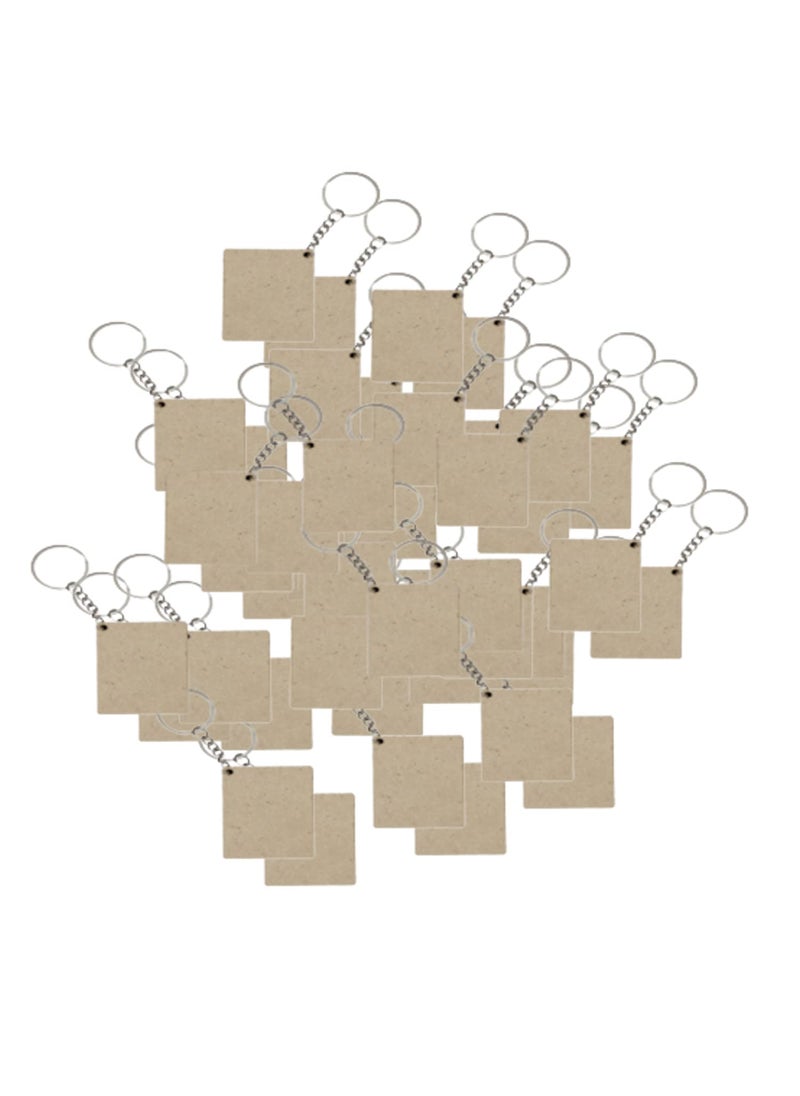 Maitri Maitri 50 Pcs Rectangle Shape Key Chains with Ring 50 x 50 mm MDF Art and Craft It is Suitable for All Type of Craft and Painting Activities Mandala Art MDF Board Suitable for Decoupage 