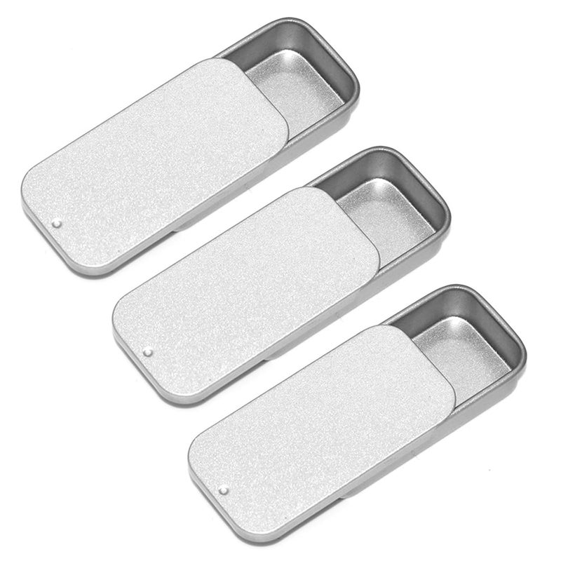SKYPIA SKYPIA Lip Balm Tins Slide Top Tin Containers for Lip Balm Crafts Storage Kit  025oz 3 Pack SILVER 