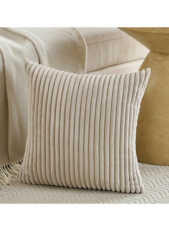 Fancy Homi مجموعة من 2 أغطية وسائد زخرفية محايدة للكنبة، السرير والأريكة، ناعمة ورقيقة بنمط قطن مضلع، تصميم جمالي وحديث - 45x45 سم - بني فاتح - Image 2