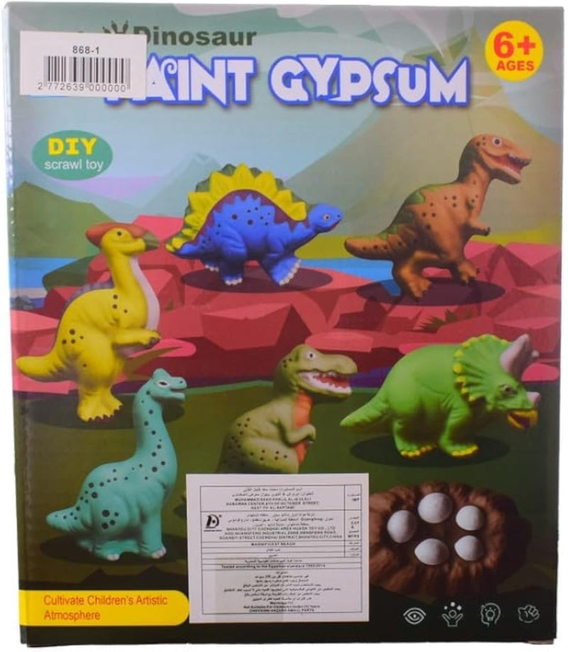 Dinosaur Paint Gypsum Diy Scrawl Toy For 6 Years And Above - Multicolour