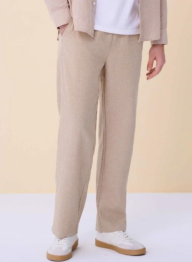 Men Relaxed Linen Cotton Straight Khakis