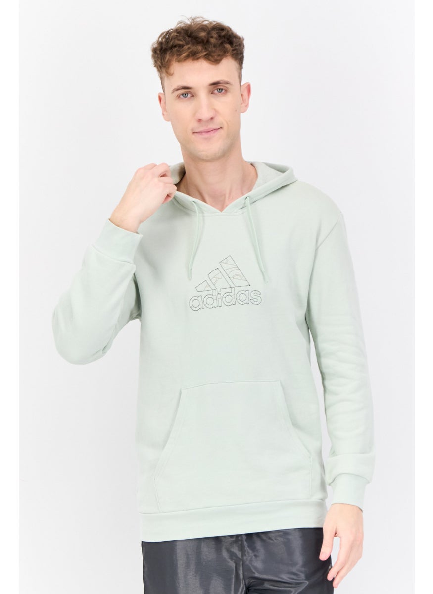 Adidas - Men Sportswear Fit Brand Logo Long Sleeves Outdoor Sweatshirt, Mint Green - Image 1