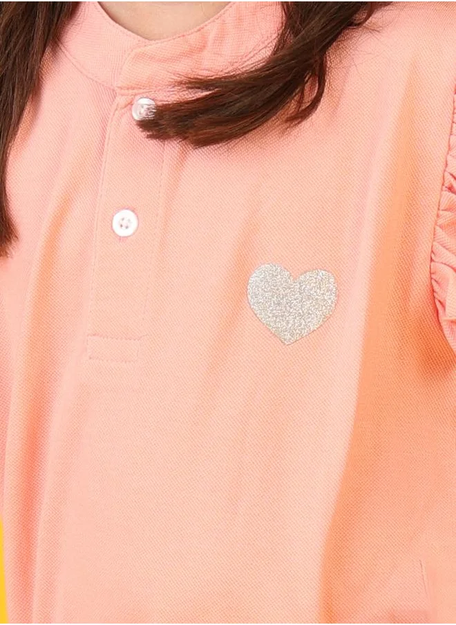 انثريلو Anthrilo Glitter Heart Detail Flutter Sleeves Dress