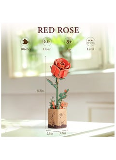 Robotime Rowood DIY Wooden Flower Red Rose TW042 Premium 3D Puzzle Building Kits for Adults & Teens - Decorative Home Décor, Ramadan & Holiday Gift (Eid and Birthday) for Puzzle Enthusiasts, Stress Relief STEM Project  - Image 4
