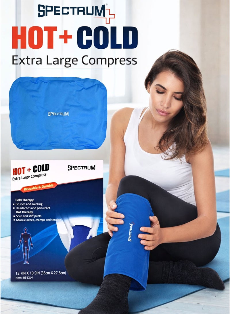 Spectrum Hot & Cold Extra Large Compress 35 x 27.8 cm – XXL Reusable Gel Ice Pack for Back, Shoulder, Knee & Thigh Pain Relief – Microwave & Freezer Safe Heat and Cold Therapy Pad for Swelling, Arthritis, Muscle Cramps, Sports Injury & Post Surgery Recovery - Image 1