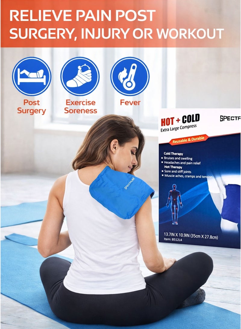 Spectrum Hot & Cold Extra Large Compress 35 x 27.8 cm – XXL Reusable Gel Ice Pack for Back, Shoulder, Knee & Thigh Pain Relief – Microwave & Freezer Safe Heat and Cold Therapy Pad for Swelling, Arthritis, Muscle Cramps, Sports Injury & Post Surgery Recovery - Image 2