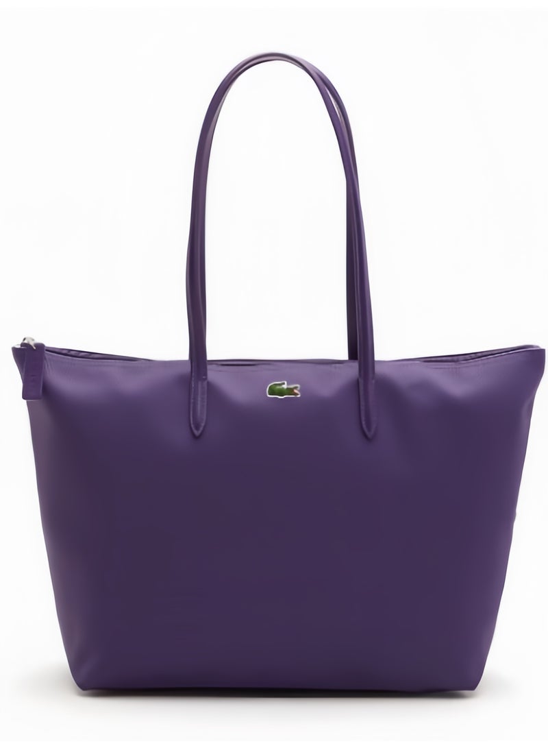 لاكوست حقيبة لوي كوت نسائية L12.12 Concept للأزياء متعددة الاستخدامات بسعة كبيرة، حقيبة يدوية أو على الكتف كبيرة الحجم بسحاب، باللون البنفسجي، 35 سم * 30 سم * 14 سم - Image 1