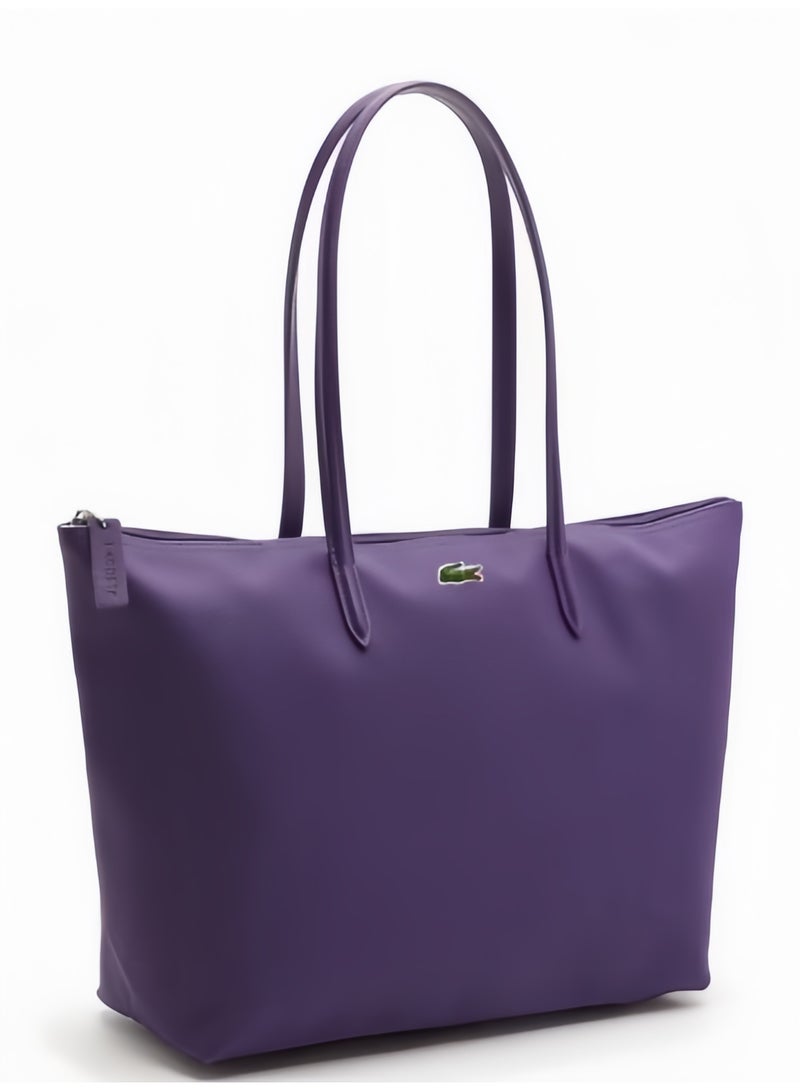 لاكوست حقيبة لوي كوت نسائية L12.12 Concept للأزياء متعددة الاستخدامات بسعة كبيرة، حقيبة يدوية أو على الكتف كبيرة الحجم بسحاب، باللون البنفسجي، 35 سم * 30 سم * 14 سم - Image 2