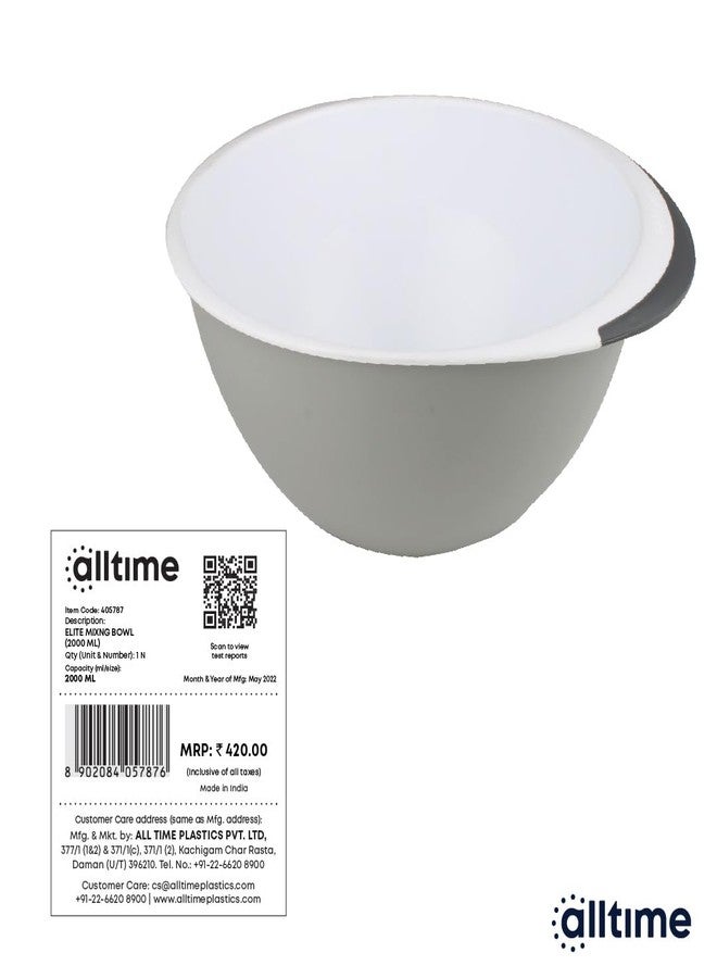 All Time Elite Plastic Mixing Bowl 2000ml | Microwave Safe, Lightweight & Durable Bowl | BPA-Free Kitchen Storage Bowl – Multicolor - Image 4