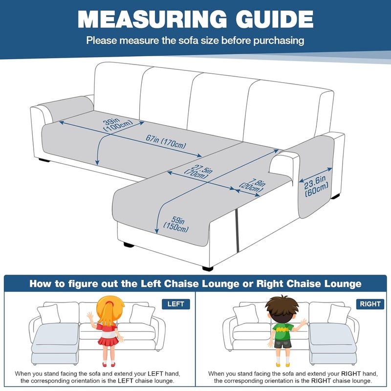 TAOCOCO Sectional Couch Covers 100 Waterproof L Shaped Sofa Covers for Right Hand Facing Chaise Lounge 2 Pieces Couch Cover L Shape Furniture Protector Slipcover for Pets Kids LargeOff White - Image 2