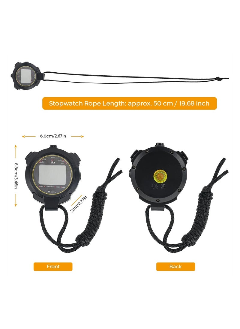 SYOSI - Electronic Digital Sport Stopwatch Timer, Luminous Stopwatch, Large Display with Date Time and Alarm Function, Shockproof Waterproof Switchable Stopwatch with Lanyard for Coach Referee - Image 1