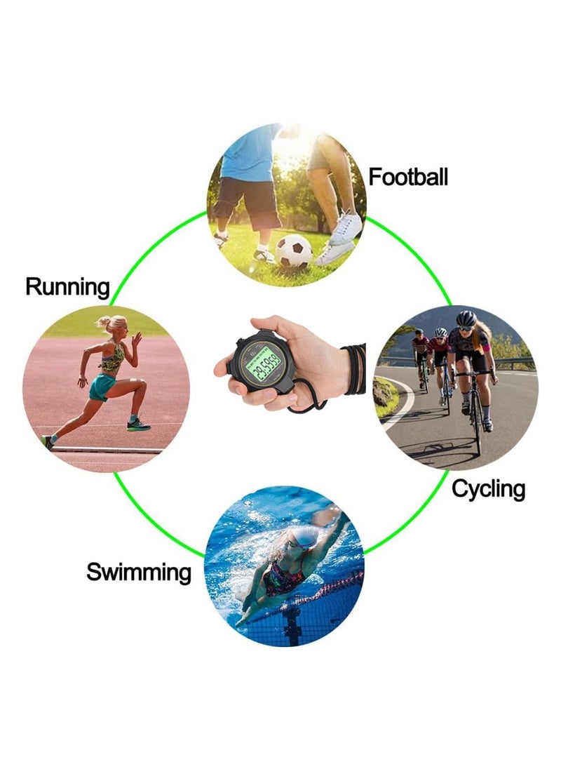SYOSI - Electronic Digital Sport Stopwatch Timer, Luminous Stopwatch, Large Display with Date Time and Alarm Function, Shockproof Waterproof Switchable Stopwatch with Lanyard for Coach Referee - Image 1