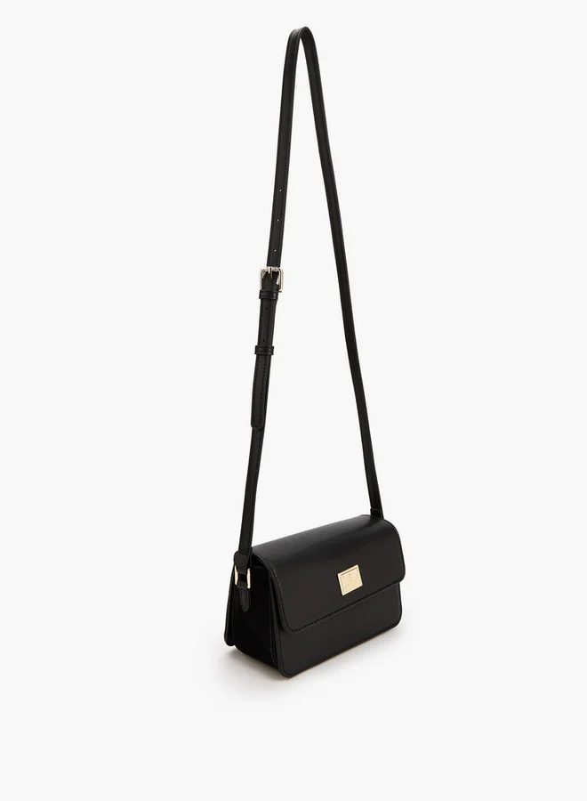 Flora Bella By Shoexpress Textured Crossbody Bag with Button Closure