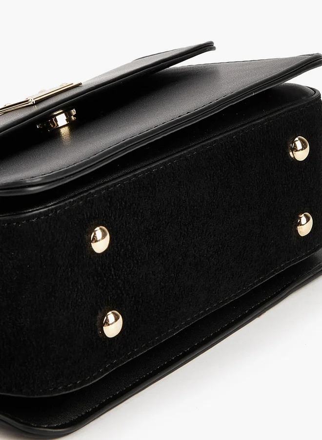 Flora Bella By Shoexpress Textured Crossbody Bag with Button Closure