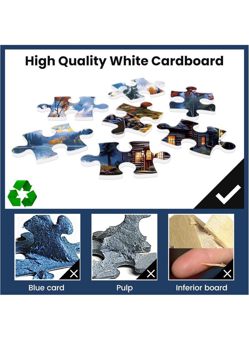 1000 قطعة من الألغاز ذات موضوع بحيرة الأكواخ مع نار المخيم - استمتع بتجربة الألغاز المثالية التي تجمع بين الهدوء والدفء - Image 3