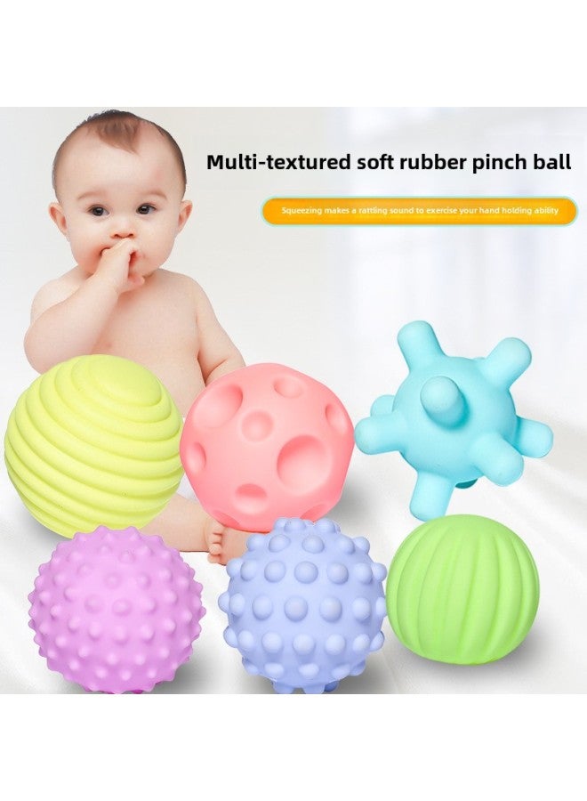 Loquat Puzzle Soft Rubber Hand Grab Ball Baby Toy Massage Touch Touch Touch Sense Grab Hand Grab Ball Manhattan Ball Wholesale-Color:A Set Of 6-】 - Image 2