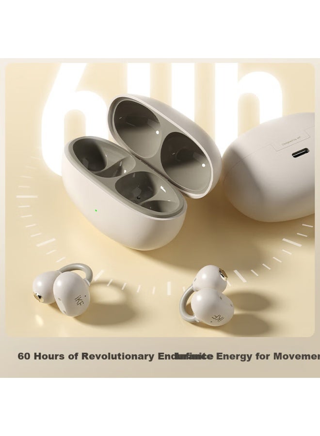 Ikf Air Clip Open-ear Wireless Bluetooth Earphones With National Subsidy, Ear-clip Design, Open-ear Air Conduction, Sports Earphones For Running, Calls, And Noise Reduction, Cloud White - Image 5