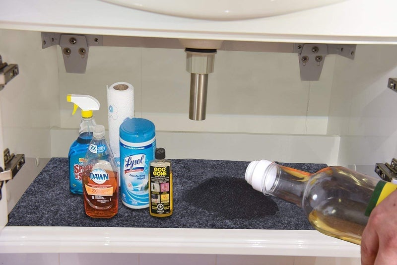 KALASONEER حصيرة تحت الحوض لخزانة درج مطبخ صينية تسرب بطانة خزانة طبقة قماش ماصة طبقة مضادة للانزلاق طبقة مقاومة للماء قابلة لإعادة الاستخدام قابلة للغسل 36 بوصة × 24 بوصة