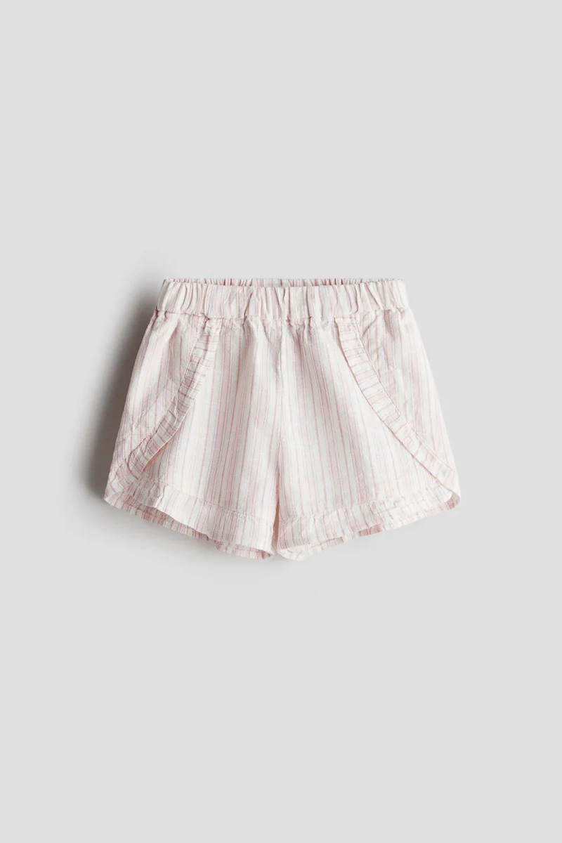 اتش اند ام Frilled linen-blend shorts