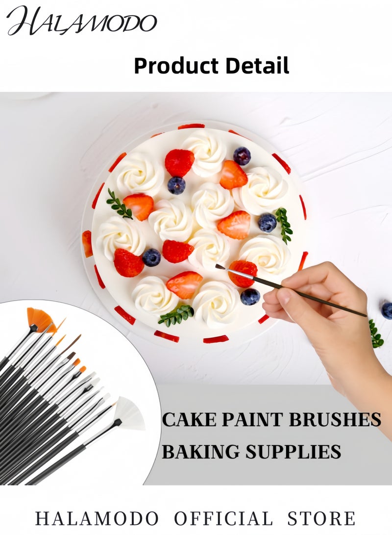 HALAMODO 15PCS Nail Art Pen Set Cake Painting Brushes Decorating Brushes Food Paint Brush Multiple Function Fondant Sugar DIY Tools Set Icing & Pastry Brush for Baking - Image 3
