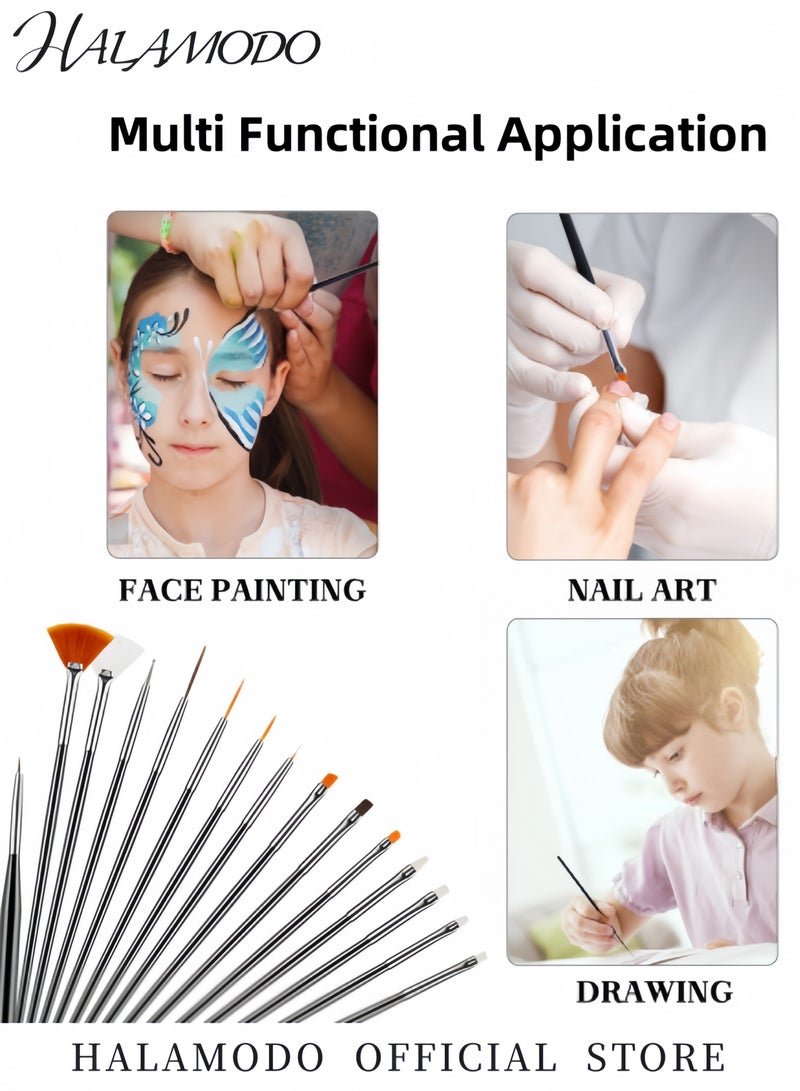 HALAMODO 15PCS Nail Art Pen Set Cake Painting Brushes Decorating Brushes Food Paint Brush Multiple Function Fondant Sugar DIY Tools Set Icing & Pastry Brush for Baking - Image 5