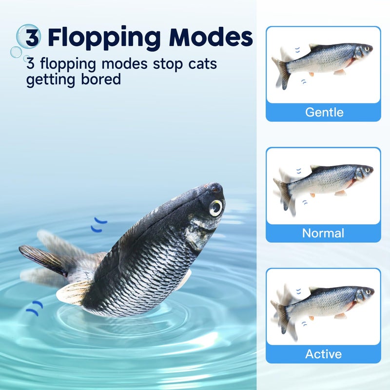 Potaroma Cat Toys Flopping Fish with Catnip, Moving Kitten Kicker, Floppy Wiggle Carp for Small Dogs, Interactive Motion Kitty Exercise, 10.5 Inches - Image 3