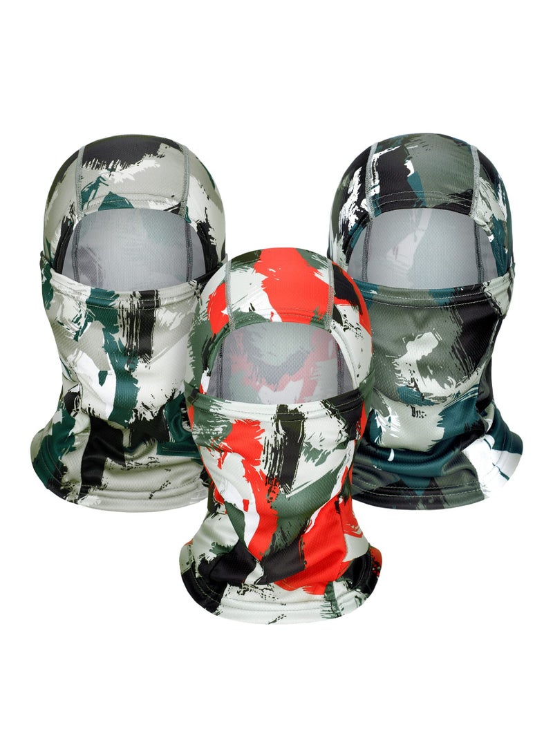 SOLARAE Balaclava Face Mask, 3 Pieces Sun Protection Camo Ski Mask Breathable Full Face Covering for Men Women Outdoor Motorcycle Cycling Running Riding - Image 1