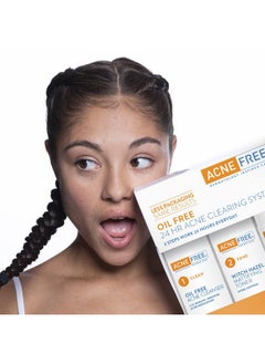 AcneFree Acne Free 3 Step 24 Hour Acne Treatment Kit - Clearing System W Oil Free Acne Cleanser, Witch Hazel Toner, & Oil Free Acne Lotion - Acne Solution W/ Benzoyl Peroxide for Teens and Adults - Original  - Image 4