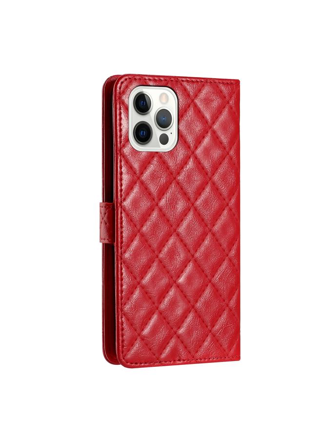 اس-توب جراب هاتف من الجلد بتصميم شبكي معيني لهاتف iPhone 16 Pro Max - Image 3