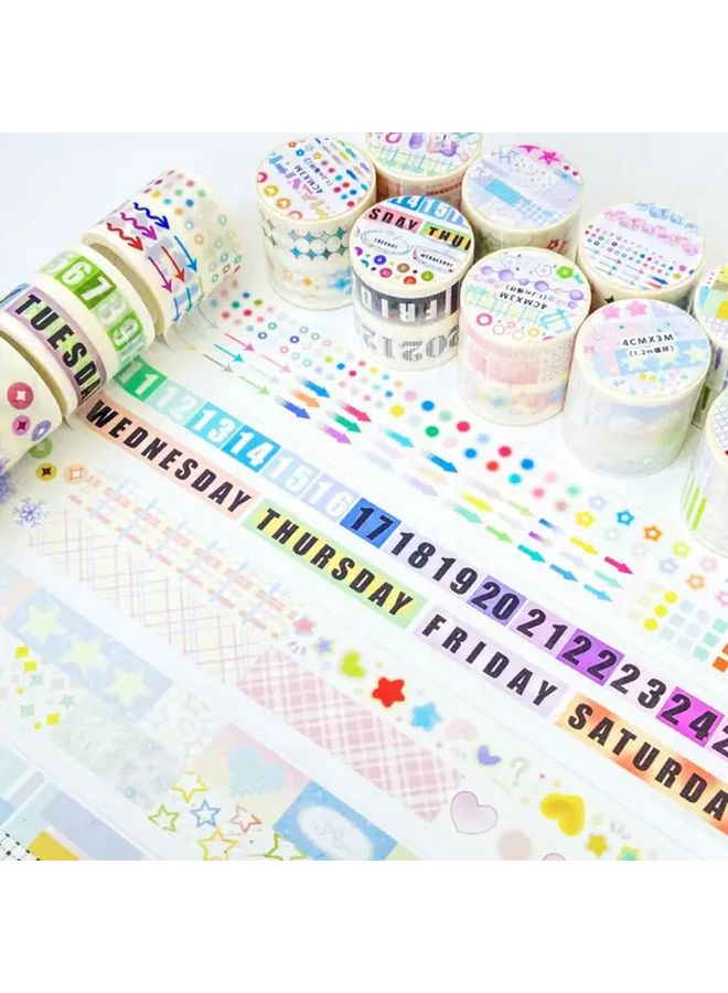 Creative Digital Grid Collage Tape Arrow Collage Roll With Colorful Designs For Journals Planners Scrapbooking And Creative Projects Durable Adhesive Playful Style - Image 1