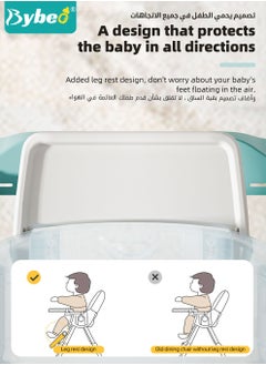 Bybeo Baby High Chair for Toddlers, Foldable Children Highchairs, Kids Dining Chair, Infant Feeding Booster Seat, Babies Rocker with Footrest, Backrest, 4 Wheels and Removable Tray  - Image 3