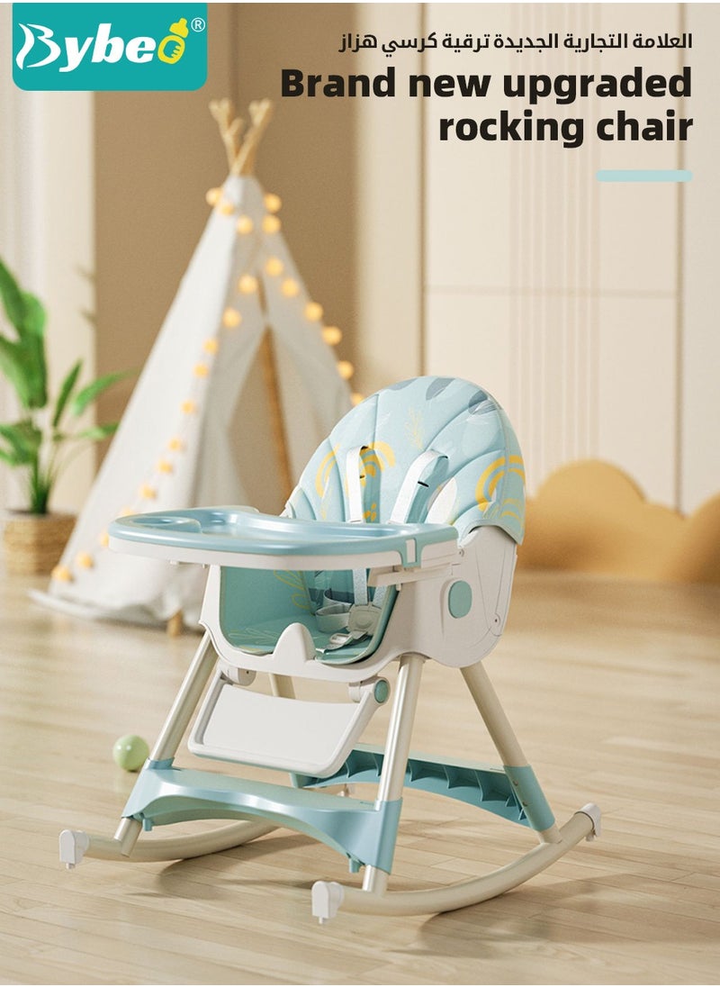 Bybeo Baby High Chair for Toddlers, Foldable Children Highchairs, Kids Dining Chair, Infant Feeding Booster Seat, Babies Rocker with Footrest, Backrest, 4 Wheels and Removable Tray  - Image 4