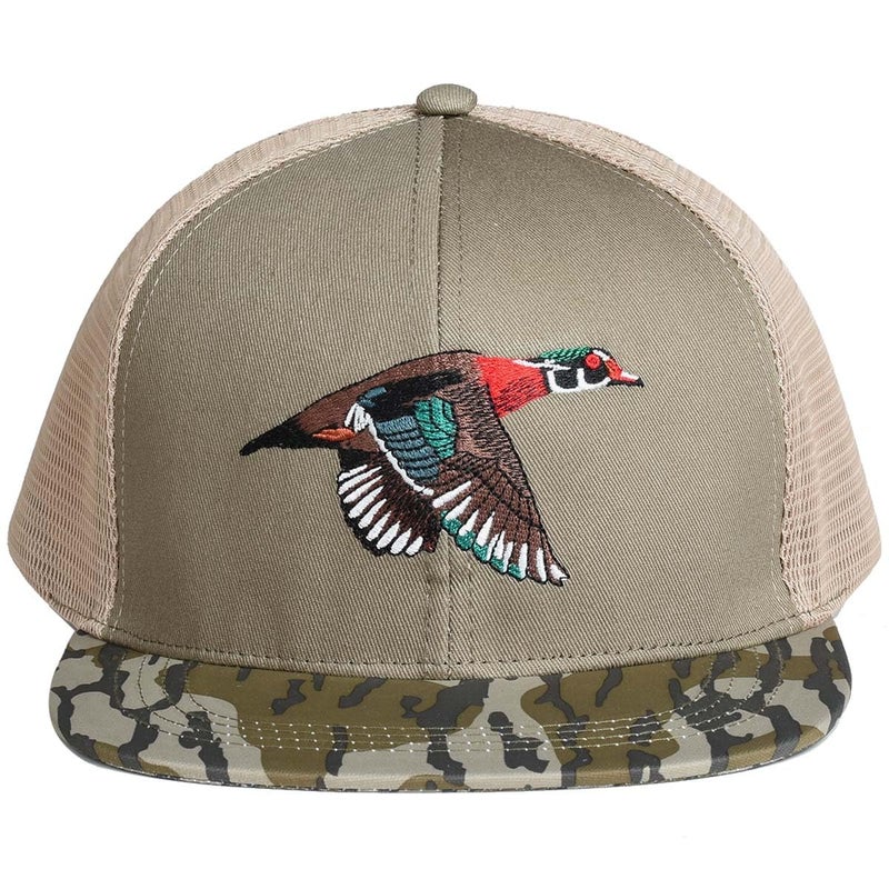 EDTREK Outdoorsman Pro Trucker Breathable Mesh Performance Cap - Flat Brim Snapback Hat (Wood Duck - Wood Ash) - Image 2