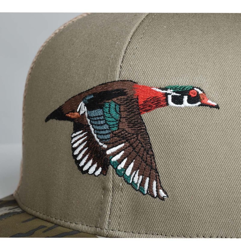 EDTREK Outdoorsman Pro Trucker Breathable Mesh Performance Cap - Flat Brim Snapback Hat (Wood Duck - Wood Ash) - Image 4