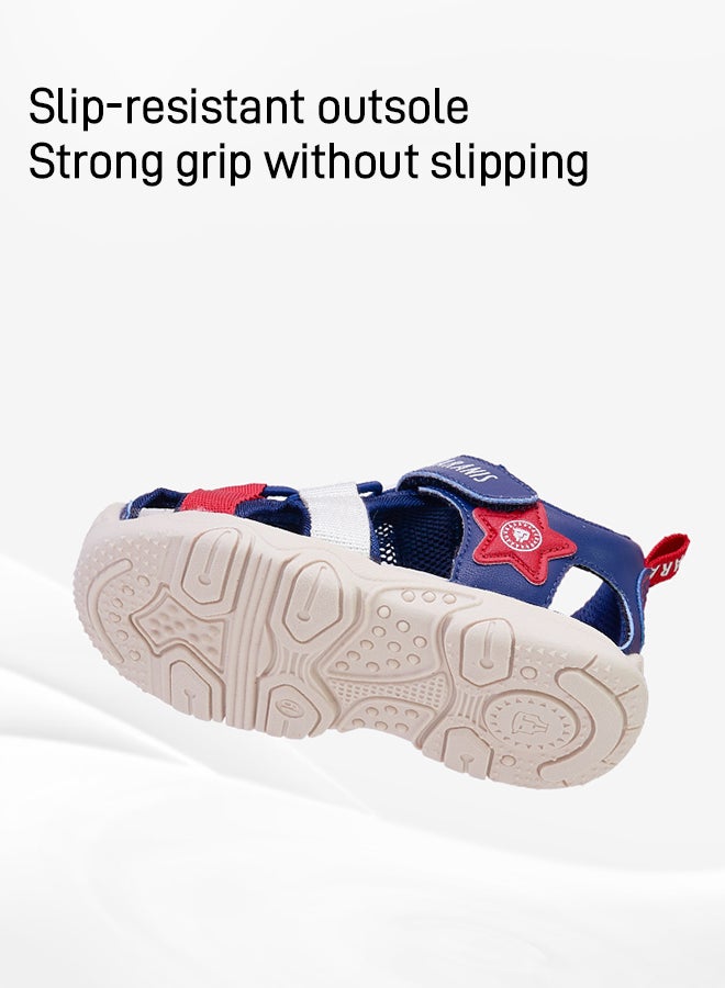 تارانيس صندل تارانيس للأطفال باللون الأزرق، مصنوع من شبكة مسامية مع شريط لاصق، بتصميم نجمة، مناسب للشاطئ - Image 4