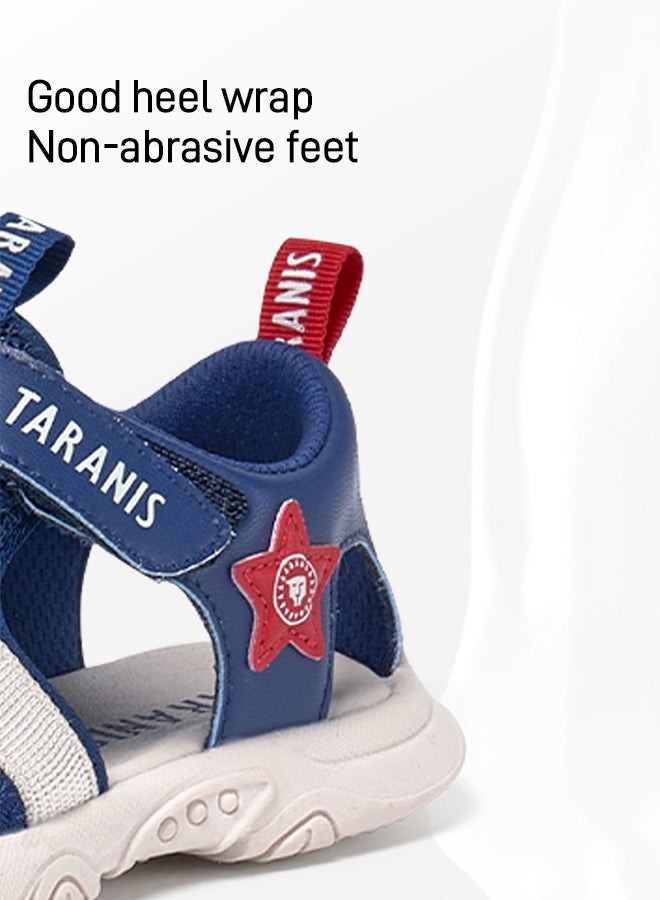 تارانيس صندل تارانيس للأطفال باللون الأزرق، مصنوع من شبكة مسامية مع شريط لاصق، بتصميم نجمة، مناسب للشاطئ - Image 2