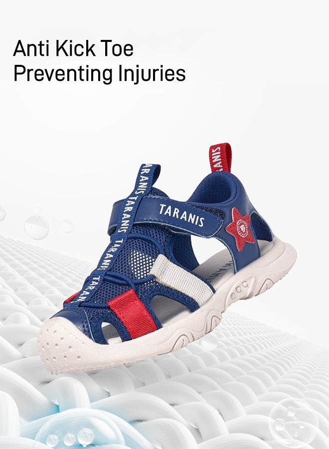 تارانيس صندل تارانيس للأطفال باللون الأزرق، مصنوع من شبكة مسامية مع شريط لاصق، بتصميم نجمة، مناسب للشاطئ - Image 3