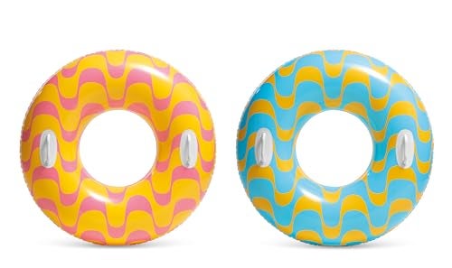 INTEX 59256 Wavy Dreams Inflatable Tube: Heavy Duty Grab Handles – 36" Diameter – 132lb Weight Capacity – One Tube – Color May Vary - Image 1